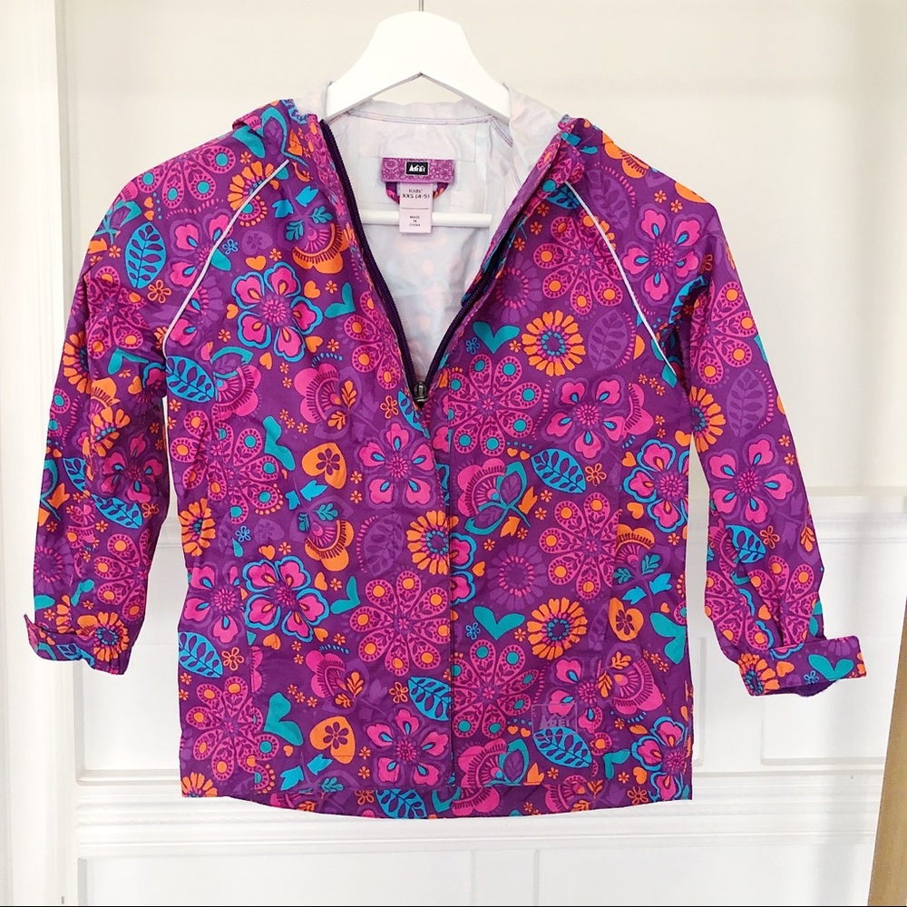 REI Flower Print Raincoat XXS 4-5